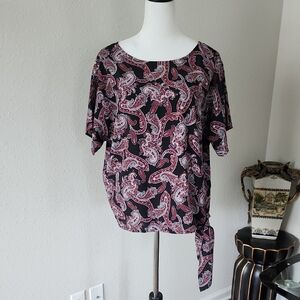 Michael Kors Black and Pink Paisley Blouse